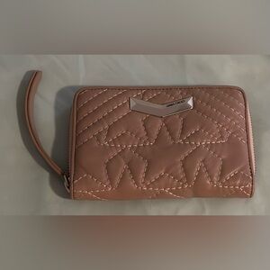 Jimmy Choo Pink Beige Nefer Leather Star Stitch Quilted Wallet